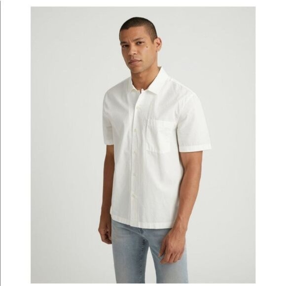 AG by Adriano Goldschmied Foster Button-Down Shirt in Ivory - Picture 2 of 4